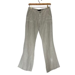 Sanctuary Womens 100% Linen Flare Leg Pants Khaki Beige Size 24 P0036-716
